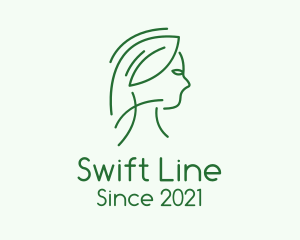 Green Woman Line Art logo design