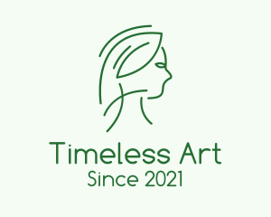 Green Woman Line Art logo design