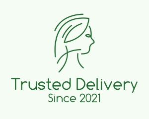 Green Woman Line Art logo design