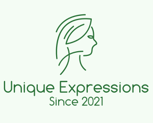 Green Woman Line Art logo design