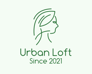 Green Woman Line Art logo design