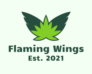 Flying Weed Leaf logo design