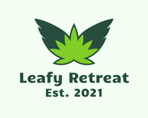 Flying Weed Leaf logo design