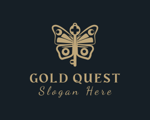 Gold Butterfly Key logo design