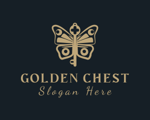 Gold Butterfly Key logo design