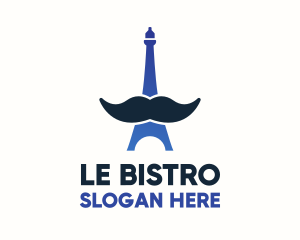 Moustache Eiffel Tower logo design