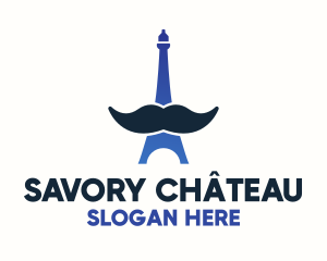 Moustache Eiffel Tower logo design