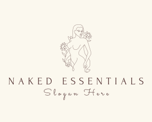 Floral Nude Lady logo design