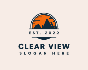 Sunset Silhouette Mountain logo design