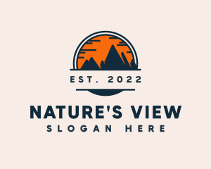 Sunset Silhouette Mountain logo design