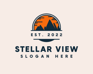 Sunset Silhouette Mountain logo design