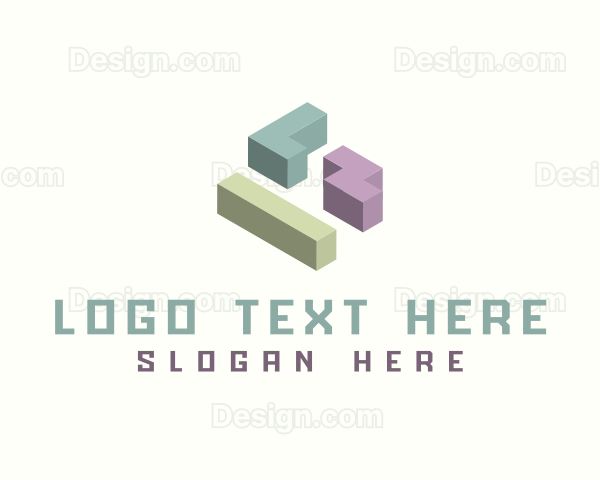 3D Isometric Gaming Blocks Logo