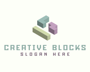 3D Isometric Gaming Blocks logo design