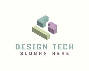 3D Isometric Gaming Blocks logo design