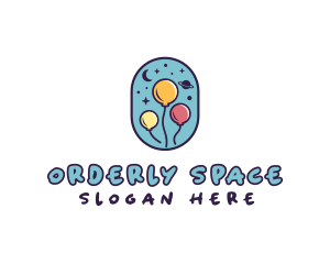 Space Balloon Party logo design