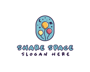 Space Balloon Party logo design