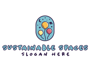 Space Balloon Party logo design