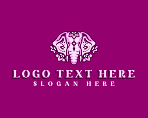 Mammal - Floral Wild Elephant logo design