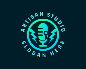 Podcast Microphone Studio logo design