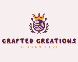 Crown Yarn Embroidery logo design