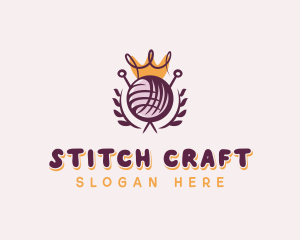 Crown Yarn Embroidery logo design