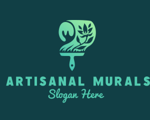 Natural Organic Paintbrush logo design