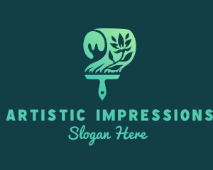 Natural Organic Paintbrush logo design