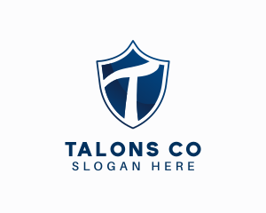 Blue Shield Letter T logo design