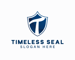 Blue Shield Letter T logo design