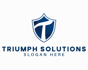 Blue Shield Letter T logo design