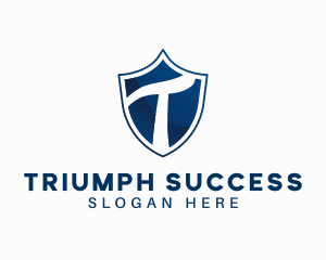 Blue Shield Letter T logo design