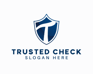 Blue Shield Letter T logo design