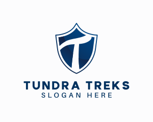 Blue Shield Letter T logo design