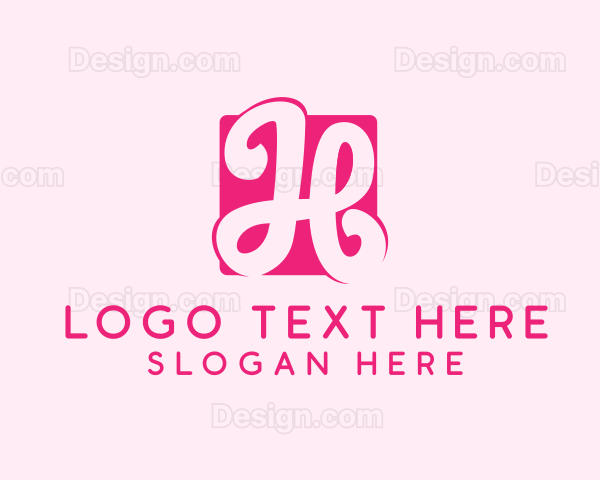 Cursive Pink Letter H Logo