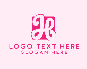 Cursive Pink Letter H logo