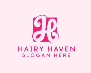 Cursive Pink Letter H logo design