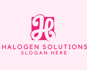 Cursive Pink Letter H logo design