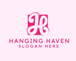 Cursive Pink Letter H logo design