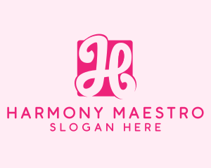 Cursive Pink Letter H logo design