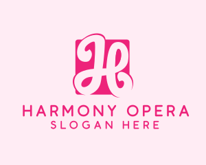 Cursive Pink Letter H logo design