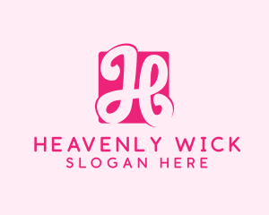 Cursive Pink Letter H logo design