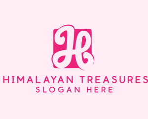 Cursive Pink Letter H logo design