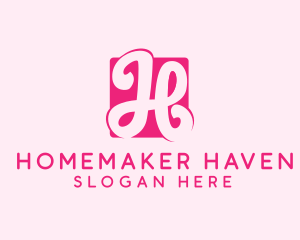 Cursive Pink Letter H logo design