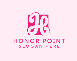 Cursive Pink Letter H logo design