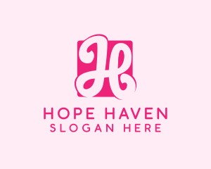 Cursive Pink Letter H logo