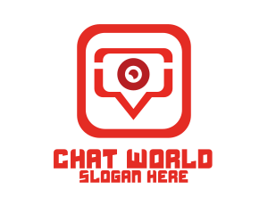 Red Video Chat App logo design