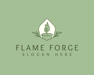 Candle Flame Leaves logo design