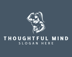 Muscular Fitness Woman  Logo