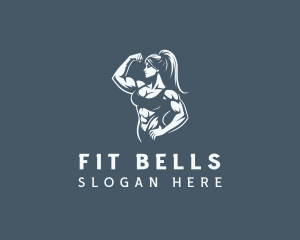 Muscular Fitness Woman  logo design