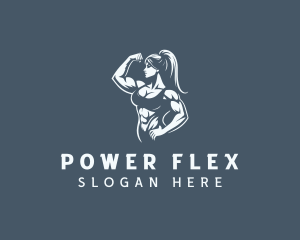 Muscular Fitness Woman  logo design